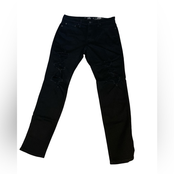 NWT Hollister No Fade Black Distressed Destroyed Athletic Skinny Jeans, 31 X 32 - Picture 4 of 12